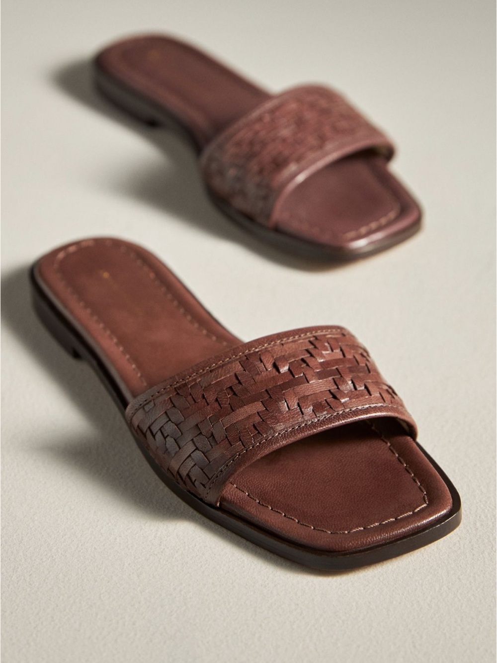 NWT Anthropologie Woven Leather Slide Sandals